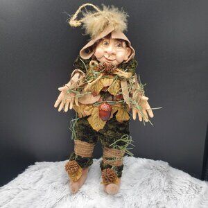 Vintage Collectible Woodland Forest Pixie Elf Doll Folk Art Christmas Ornament